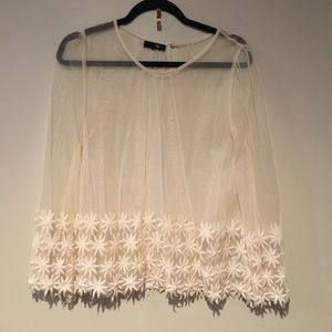 Net flowered long sleeve shirt